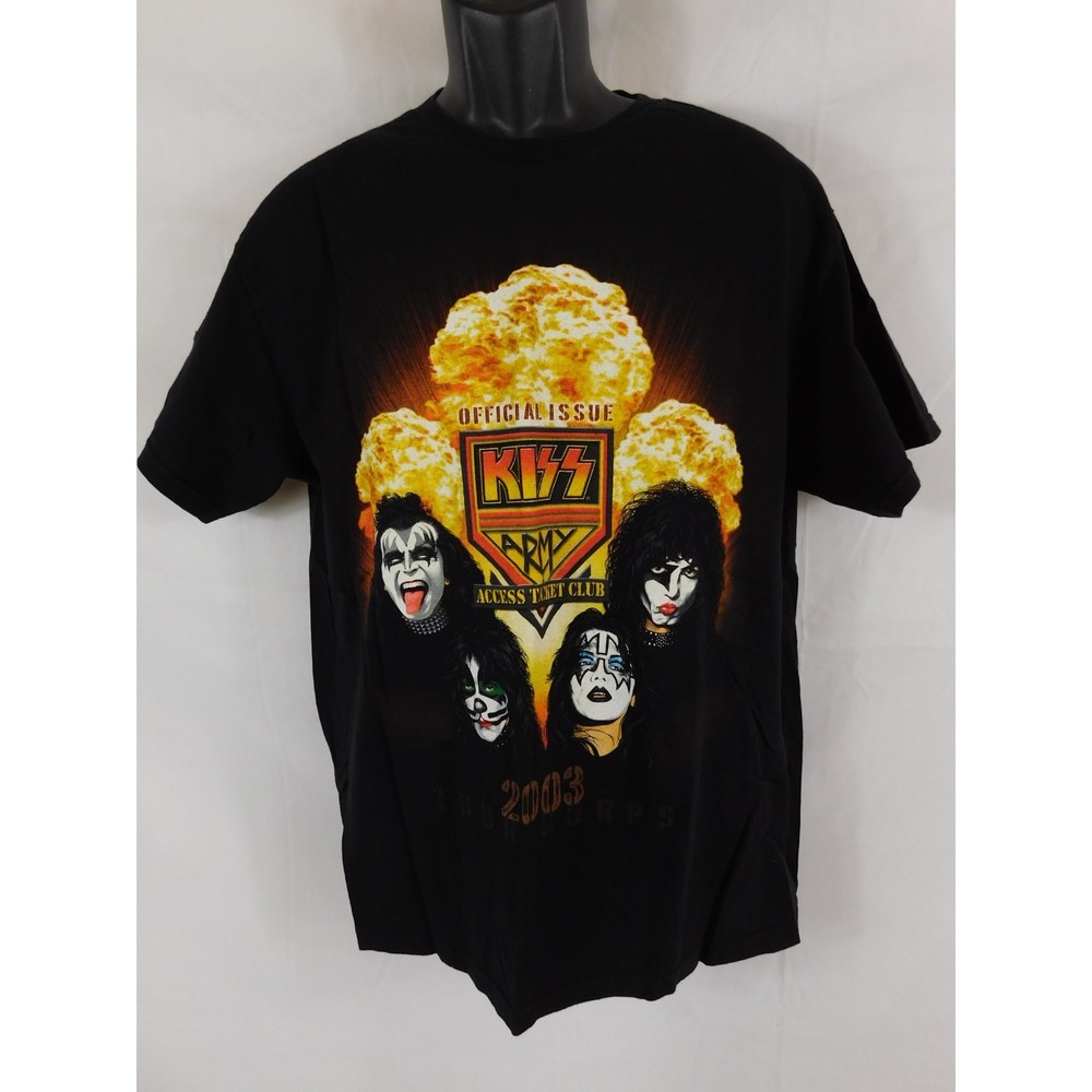 2003 Vintage KISS ARMY Access Ticket Club Concert Tour Tee Shirt Size Large